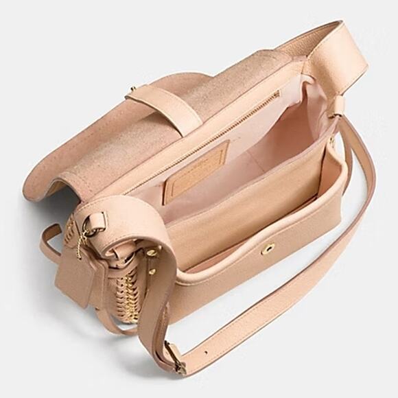 COACH DAKOTAH Apricot Leather Small Whipstitched Flap Saddle Crossbody 34397 - Picture 6 of 15